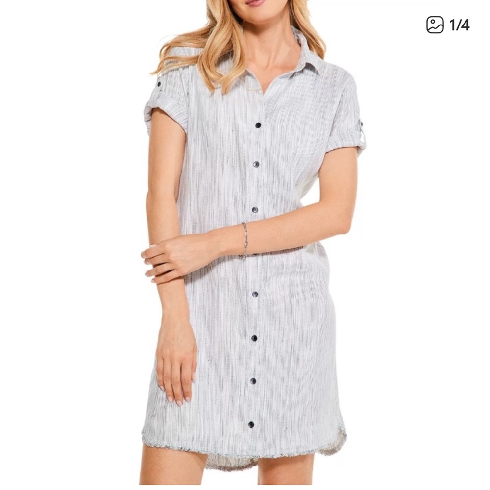 NIC + ZOE Rolling Dunes Shift Shirtdress In Neutral Multi size S